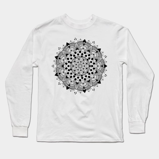 Black and White Mandala Long Sleeve T-Shirt by Cutthroatdesigns